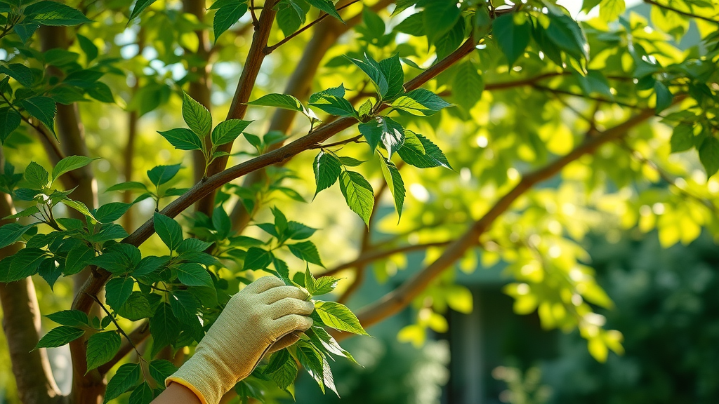 how to prune trees in summer backyard sunlight homeowner examining mature tree