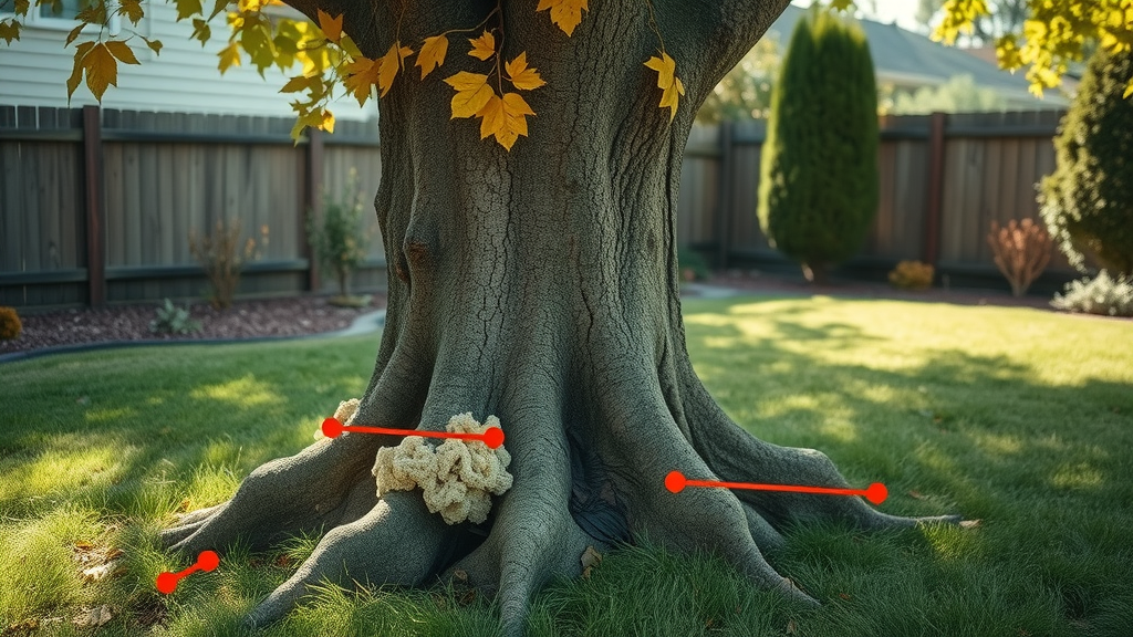 tree visible warning signs fungal growth roots health assessment