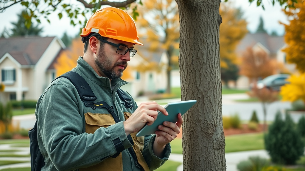 arborist using technology tree health assessment risk inspection